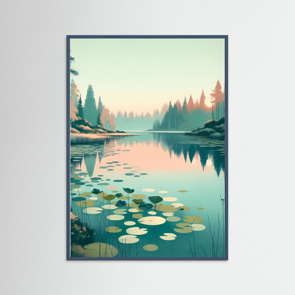 Teal Wood Reflective Pond