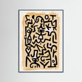 Teal Wood Rhythmic Abstract Figures