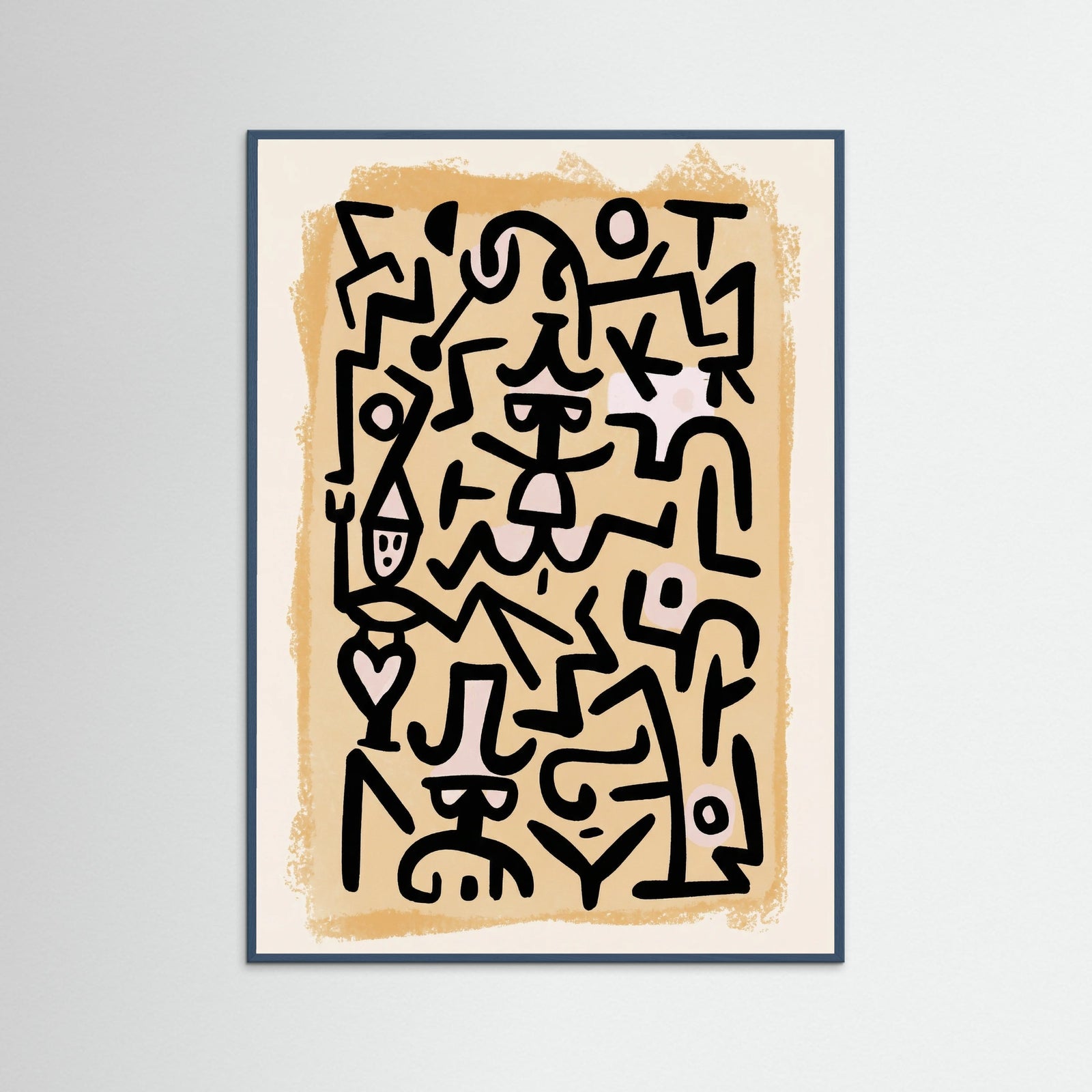 Teal Wood Rhythmic Abstract Figures
