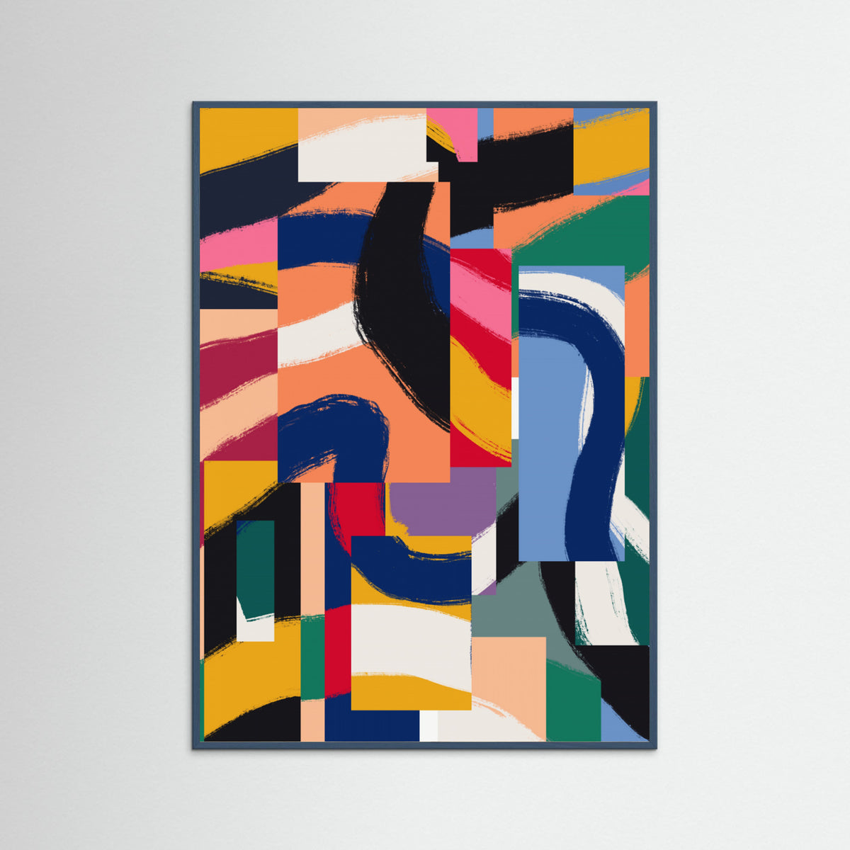 Teal Wood Ribbons Dancing Over Mirrors Poster