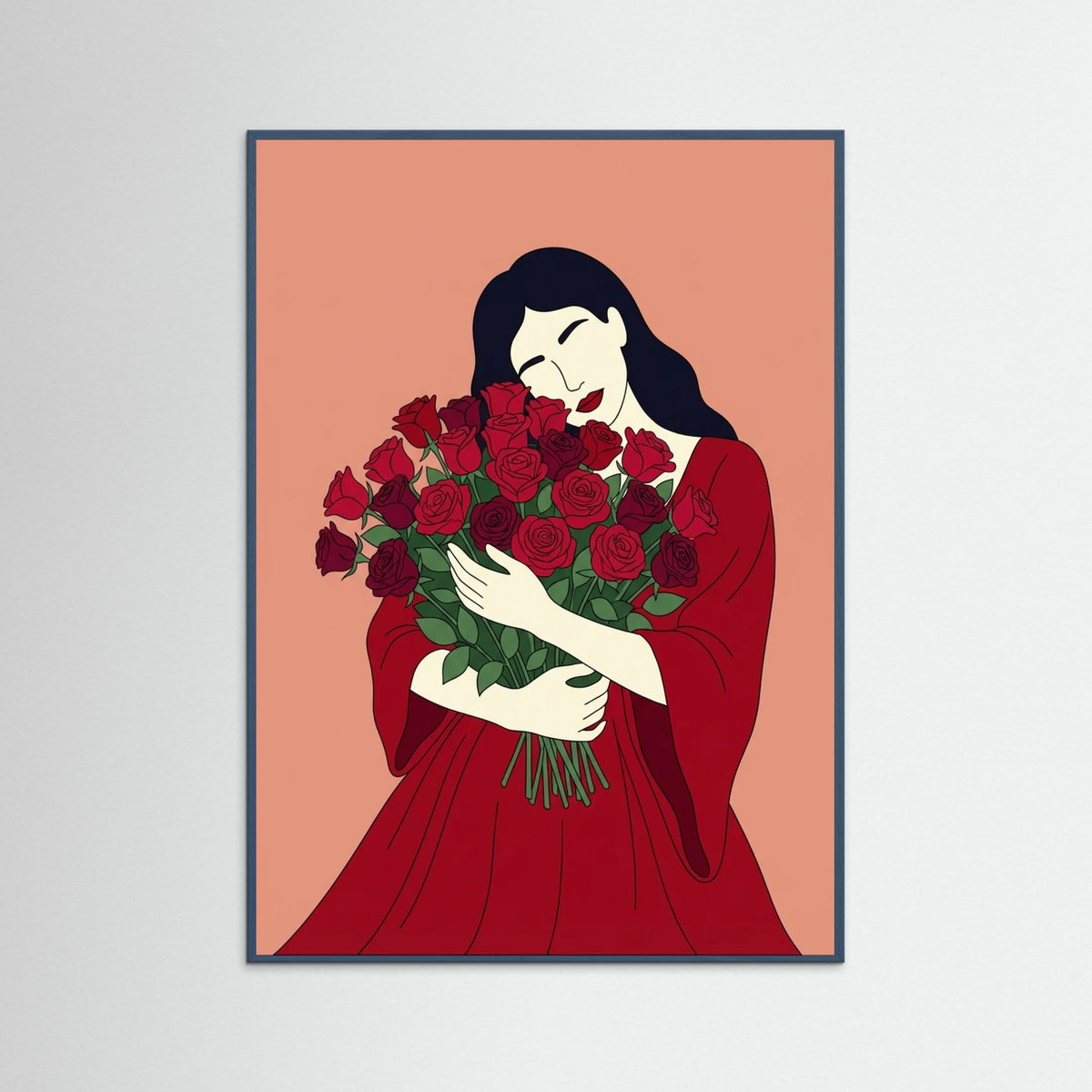 Teal Wood Rose Embrace