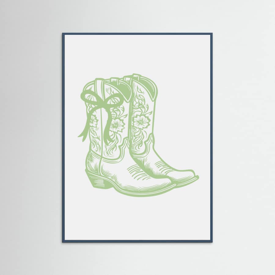 Sage Green Cowgirl Boots with Bow Poster – Poster und Kunstdruck
