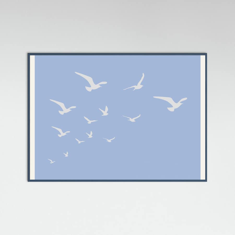 Seagulls Blue Background Poster – plakat og kunsttryk