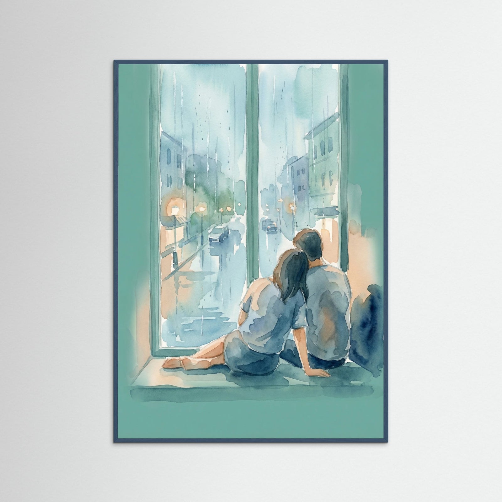 Teal Wood Serene Embrace