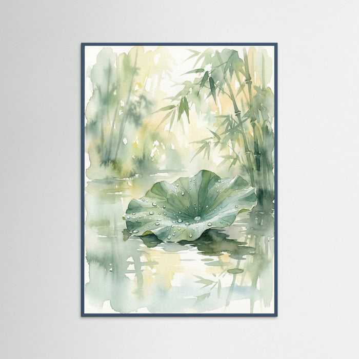 Teal Wood Serene Water Lilies