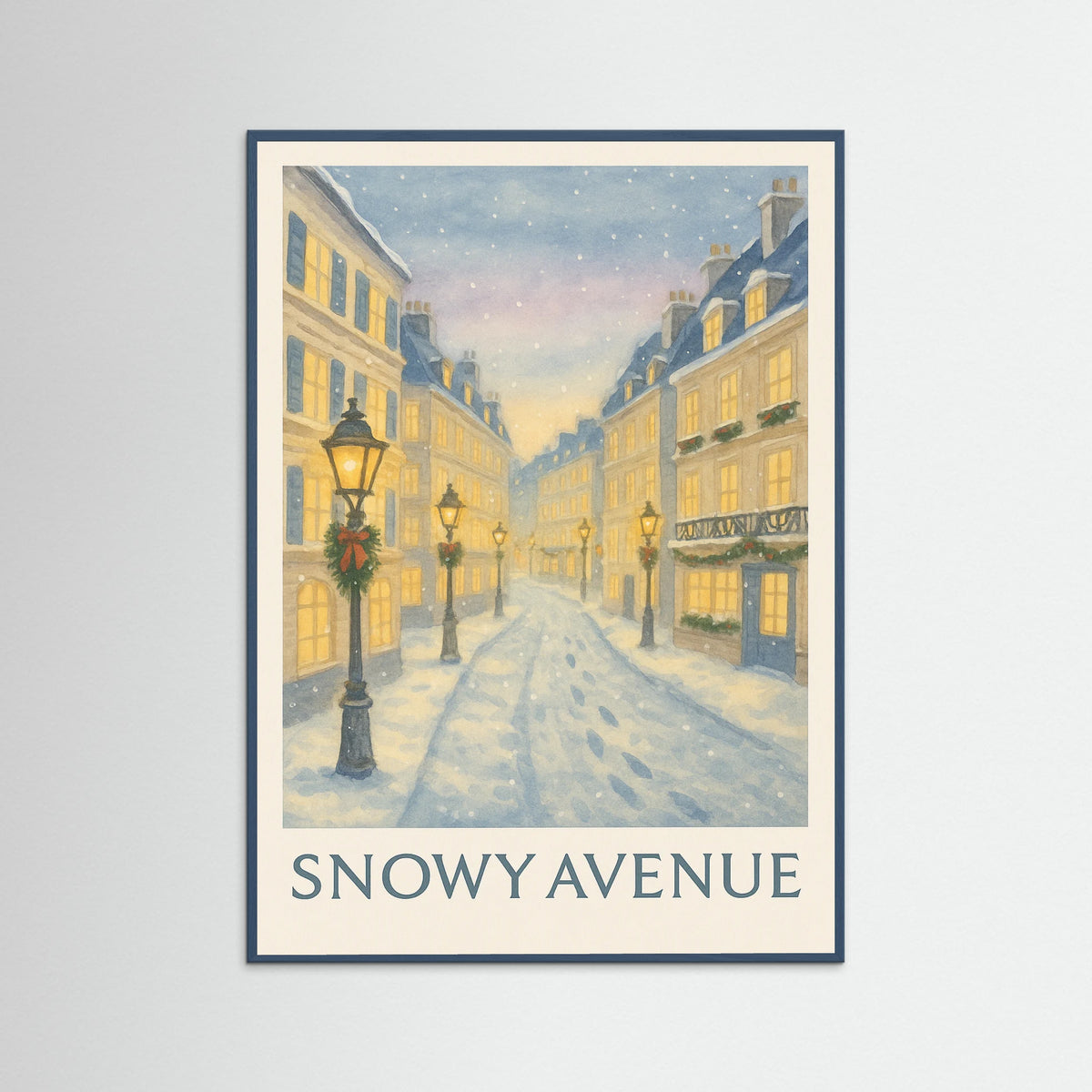 Teal Wood Snowy Avenue