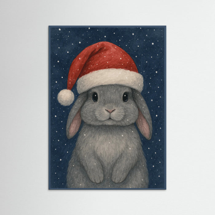 Teal Wood Snowy Bunny