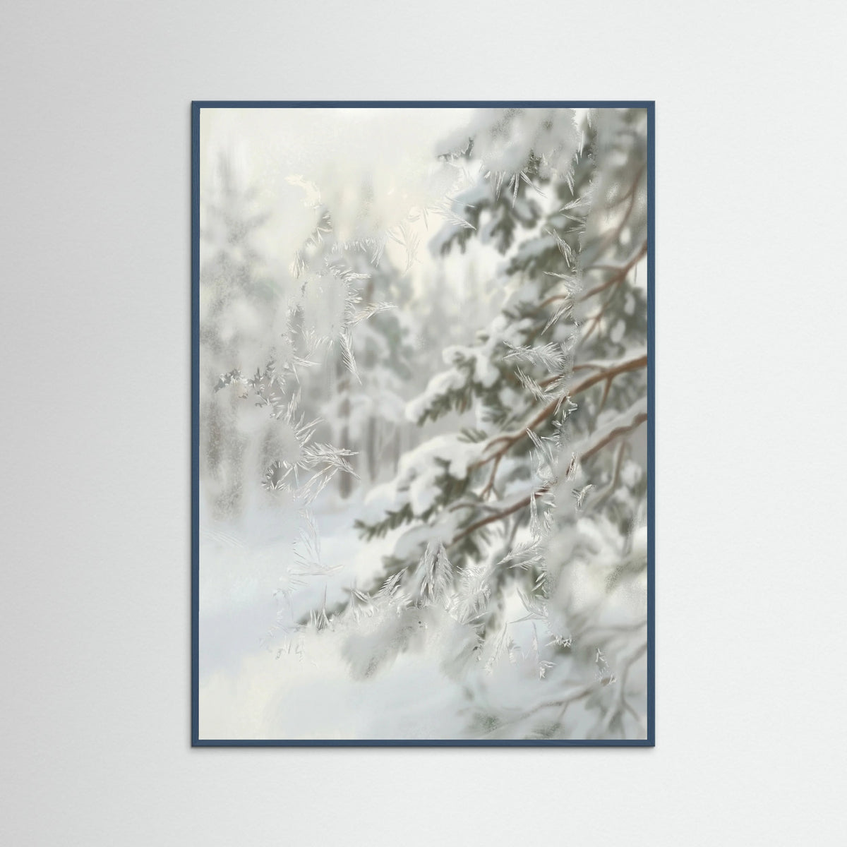 Teal Wood Snowy Pinecones