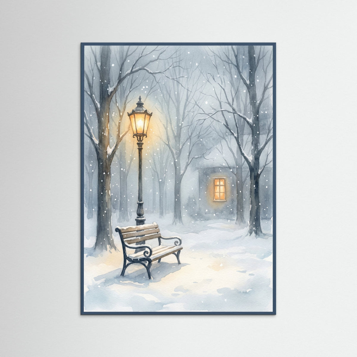 Teal Wood Snowy Serenity