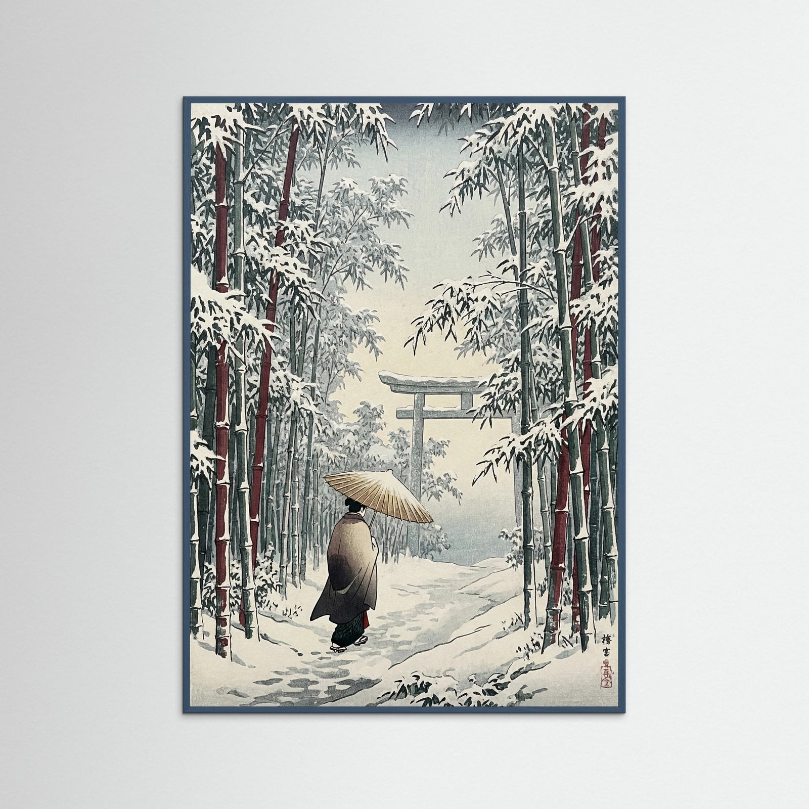 Teal Wood Snowy Temple Path