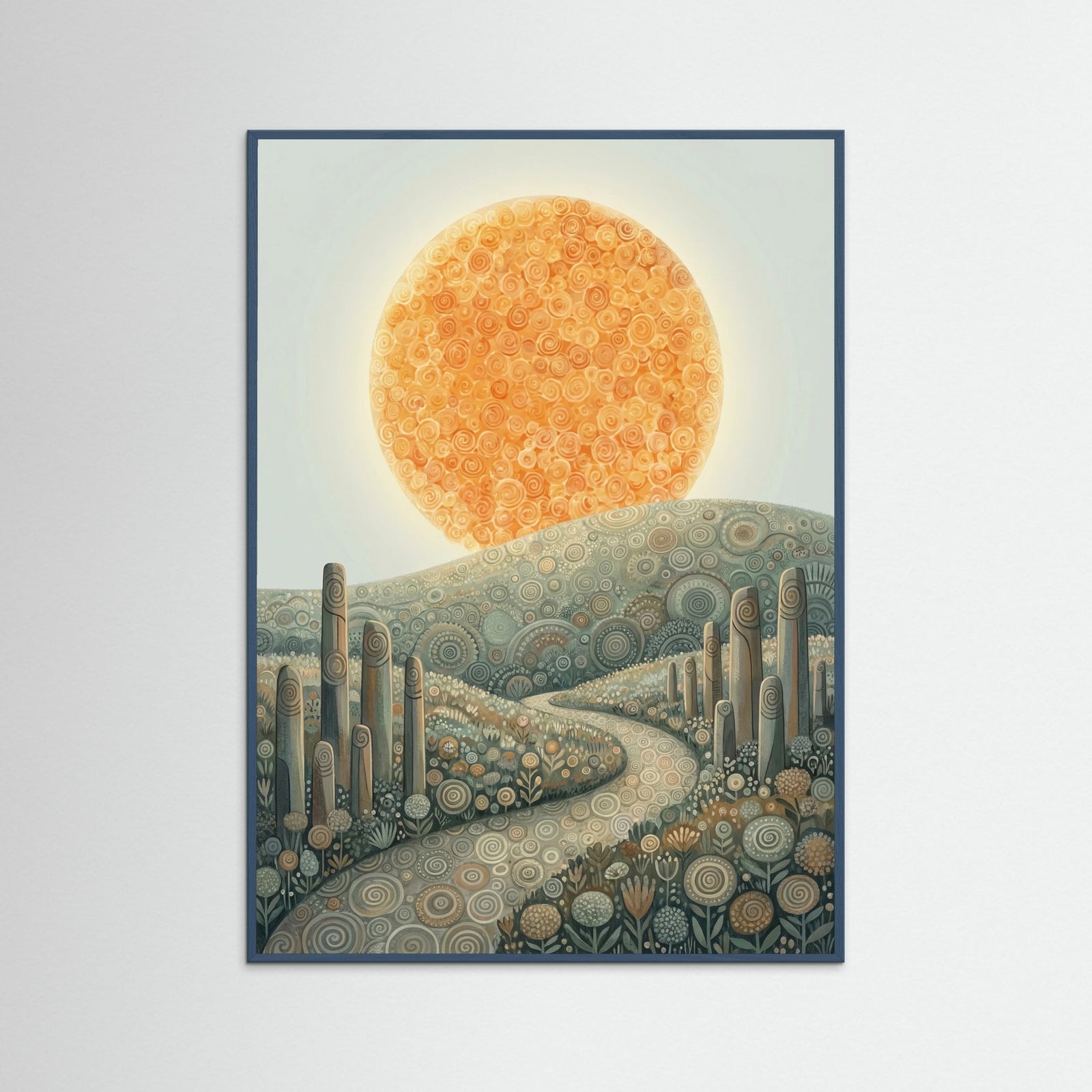 Teal Wood Spiral Sunset Landscape