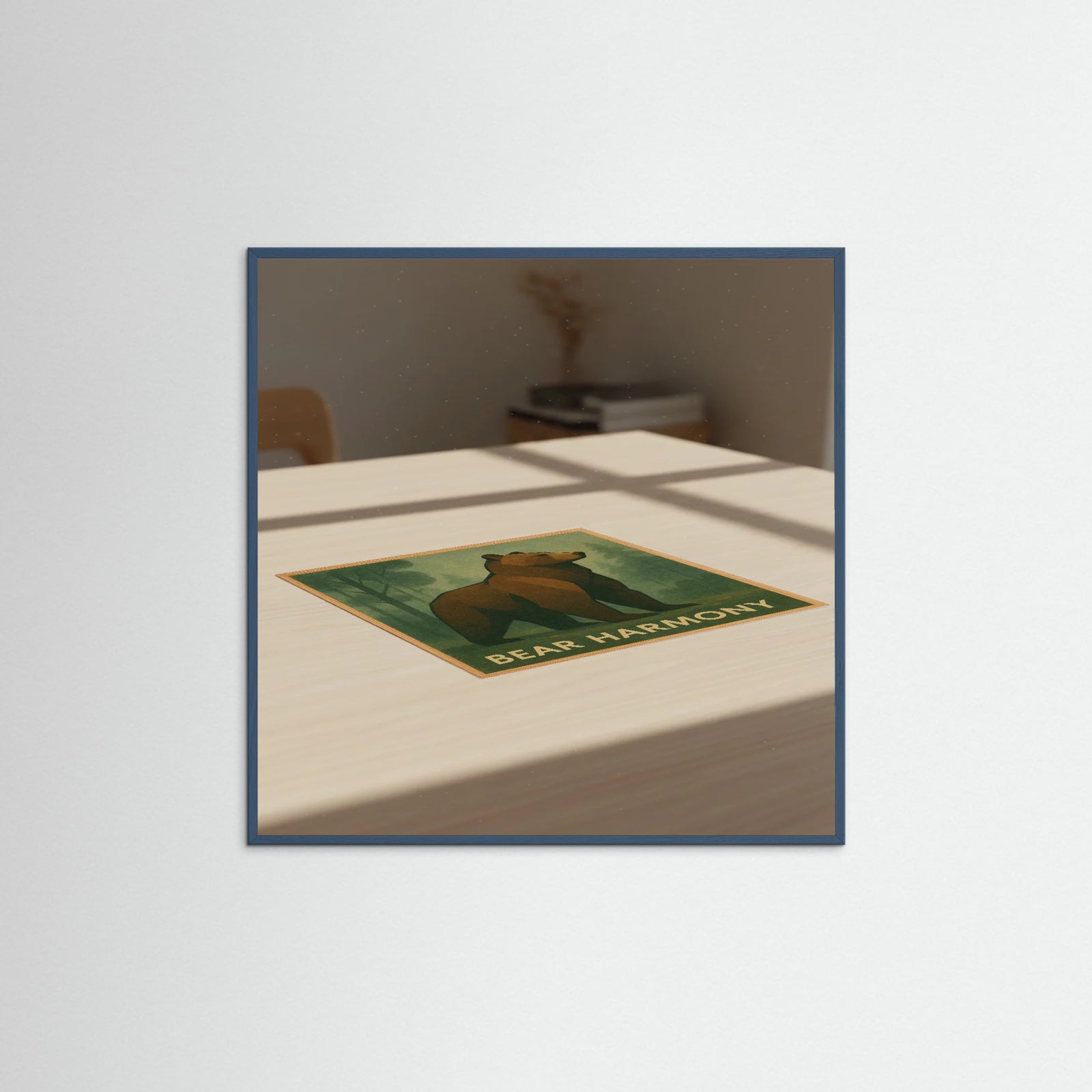 Teal Wood Square Bear Harmony