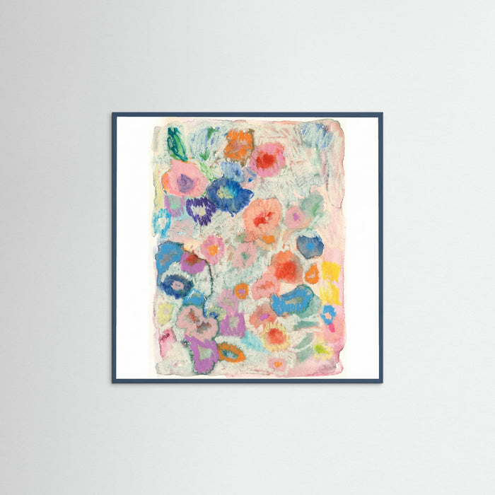 Teal Wood Square Blossom Abstract