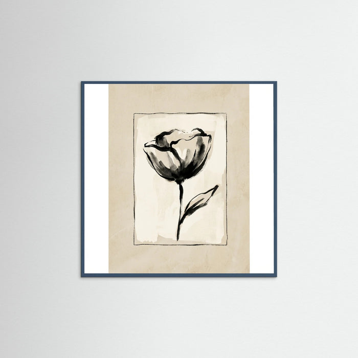 Teal Wood Square Botanical Sketch
