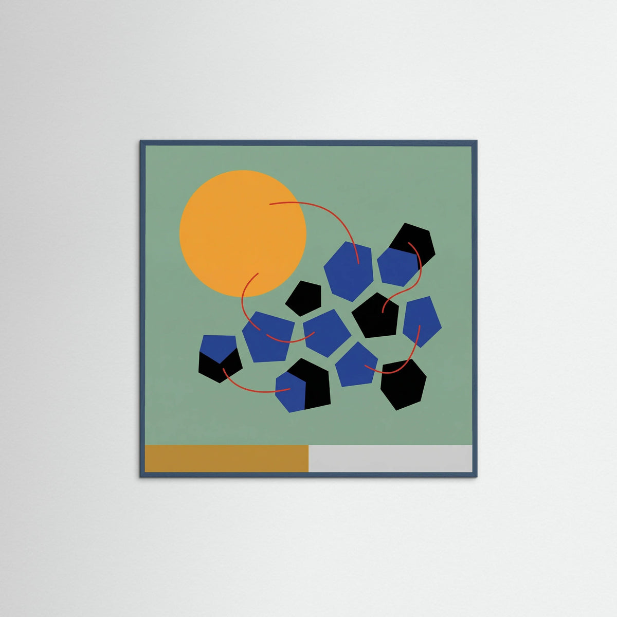 Teal Wood Square Celestial Dance