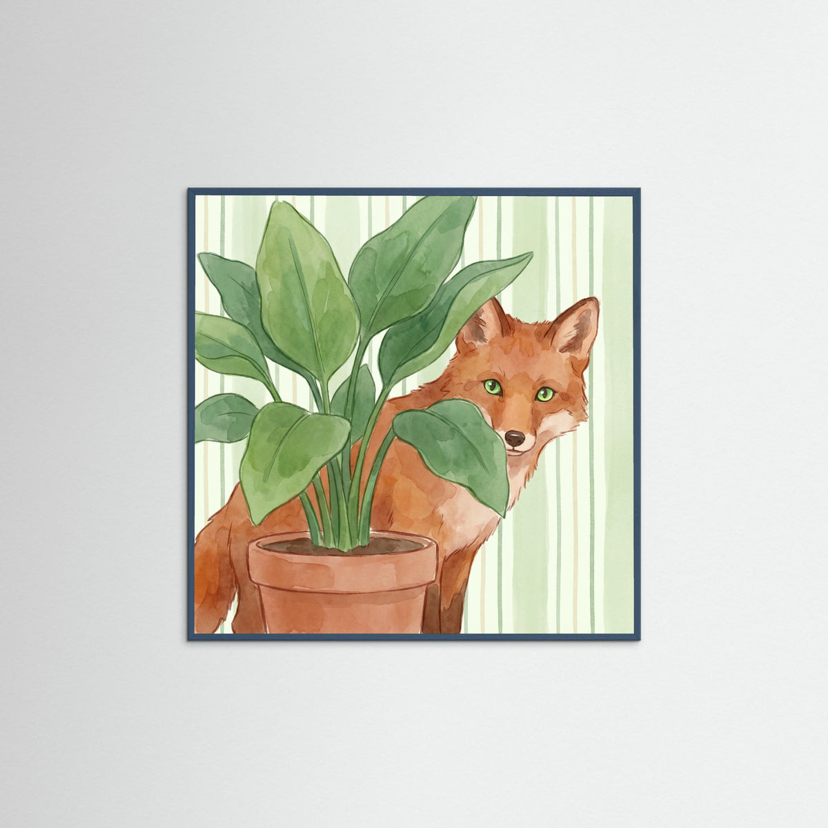 Teal Wood Square Cozy Cat Peek