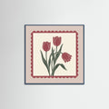 Teal Wood Square Crimson Bloom