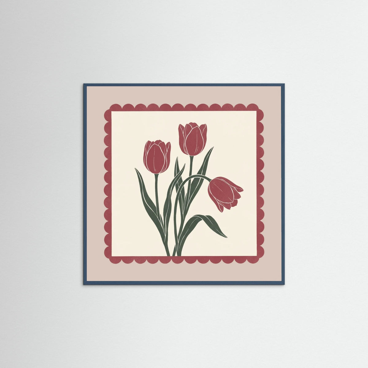 Teal Wood Square Crimson Bloom