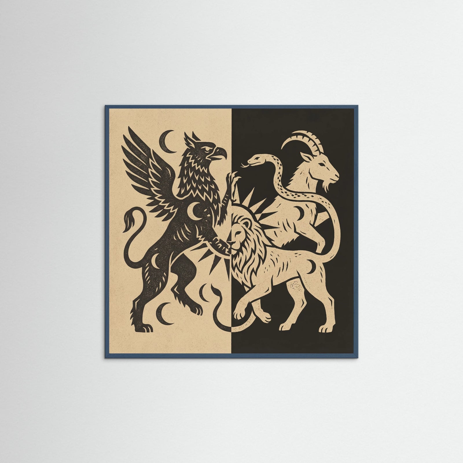 Teal Wood Square Equine Duality