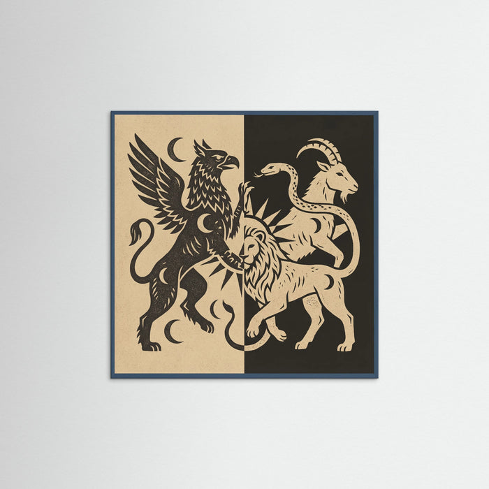 Teal Wood Square Equine Duality