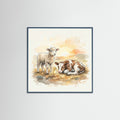Teal Wood Square Farm Animal Medley