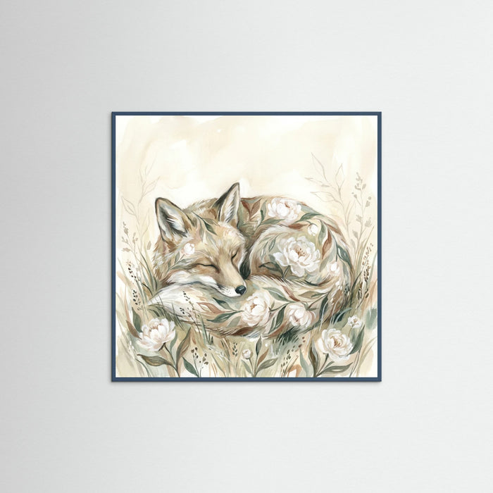 Teal Wood Square Floral Embrace