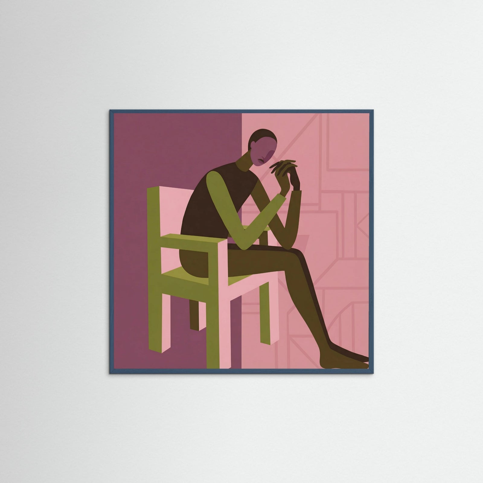 Teal Wood Square Intertwined Forms