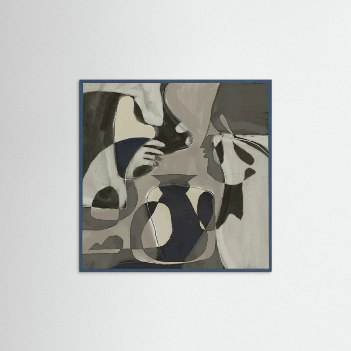 Teal Wood Square Muted Organic Forms