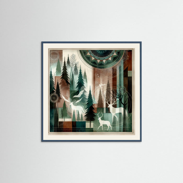 Teal Wood Square Mystical Forest