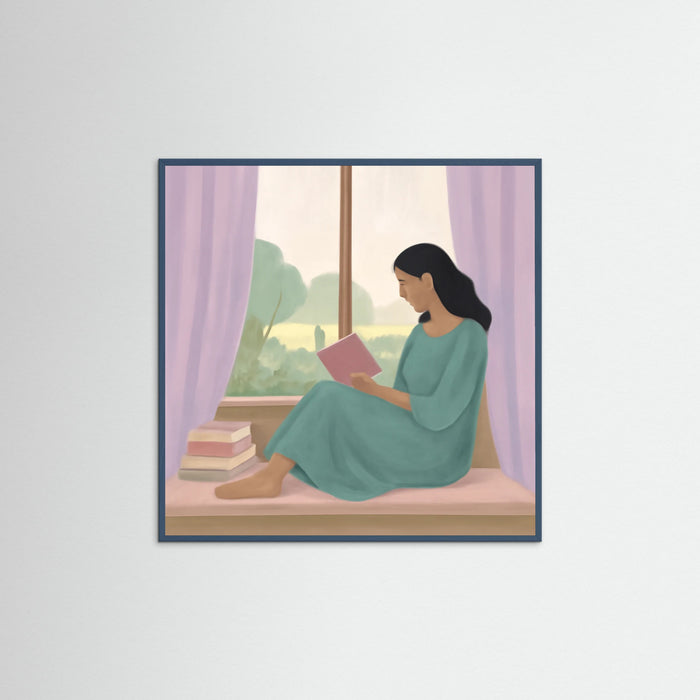 Teal Wood Square Peaceful Reading