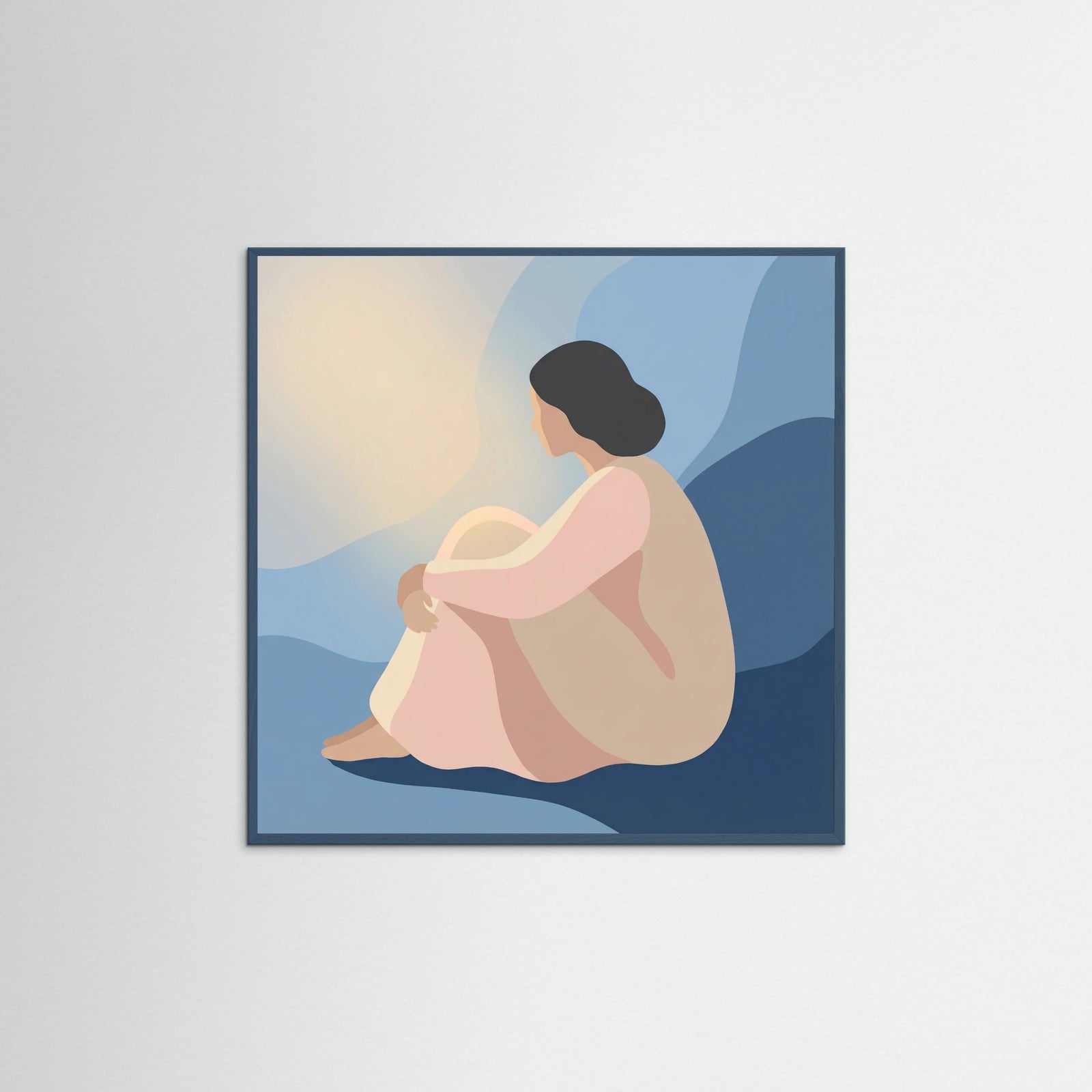 Teal Wood Square Quiet Contemplation