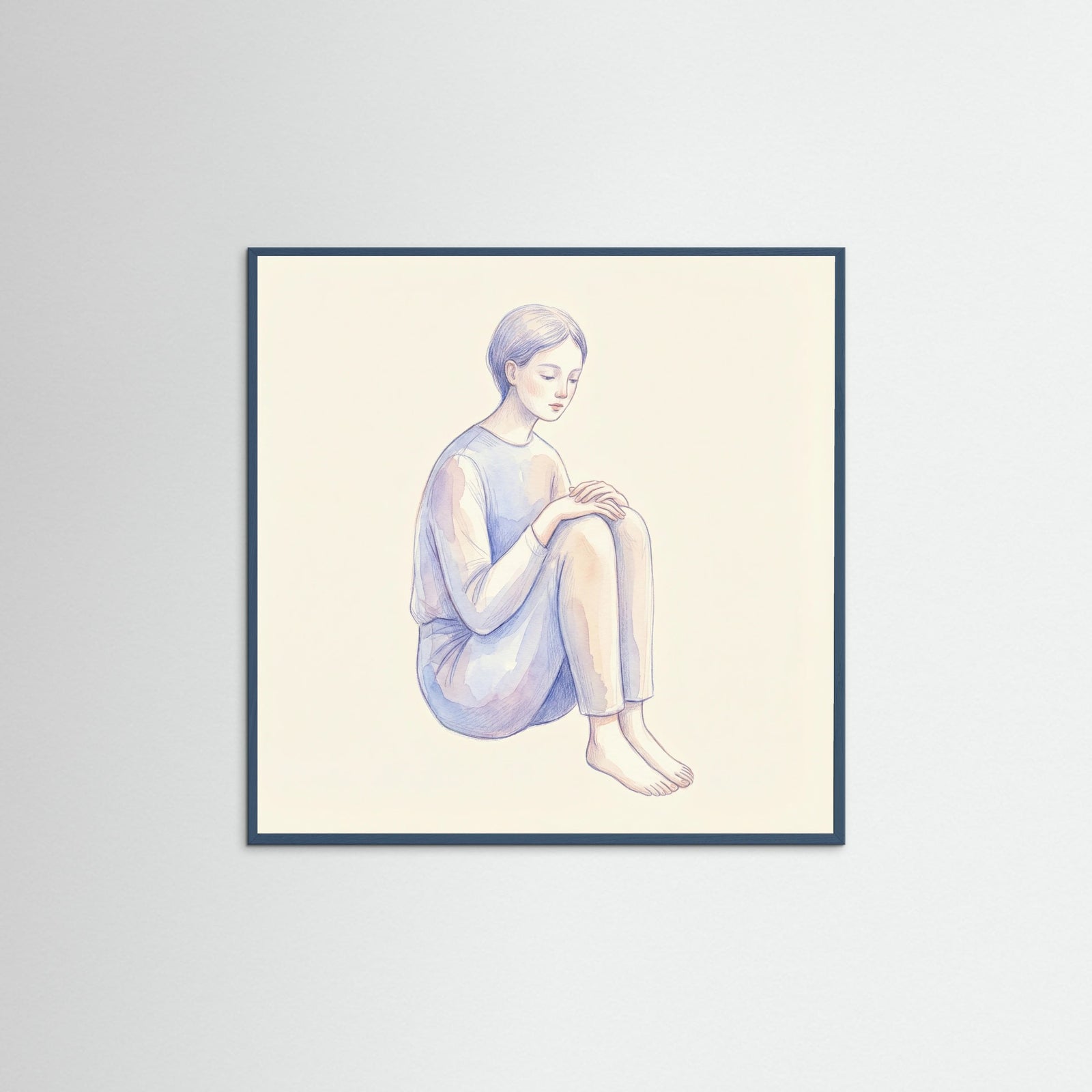 Teal Wood Square Quiet Gaze