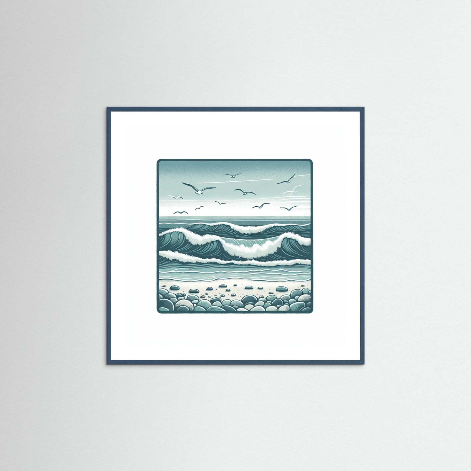 Teal Wood Square Silent Waves