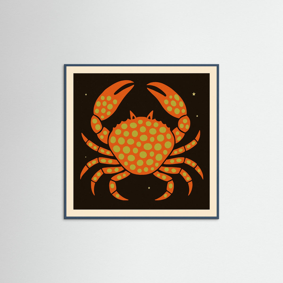 Teal Wood Square Spotted Crab