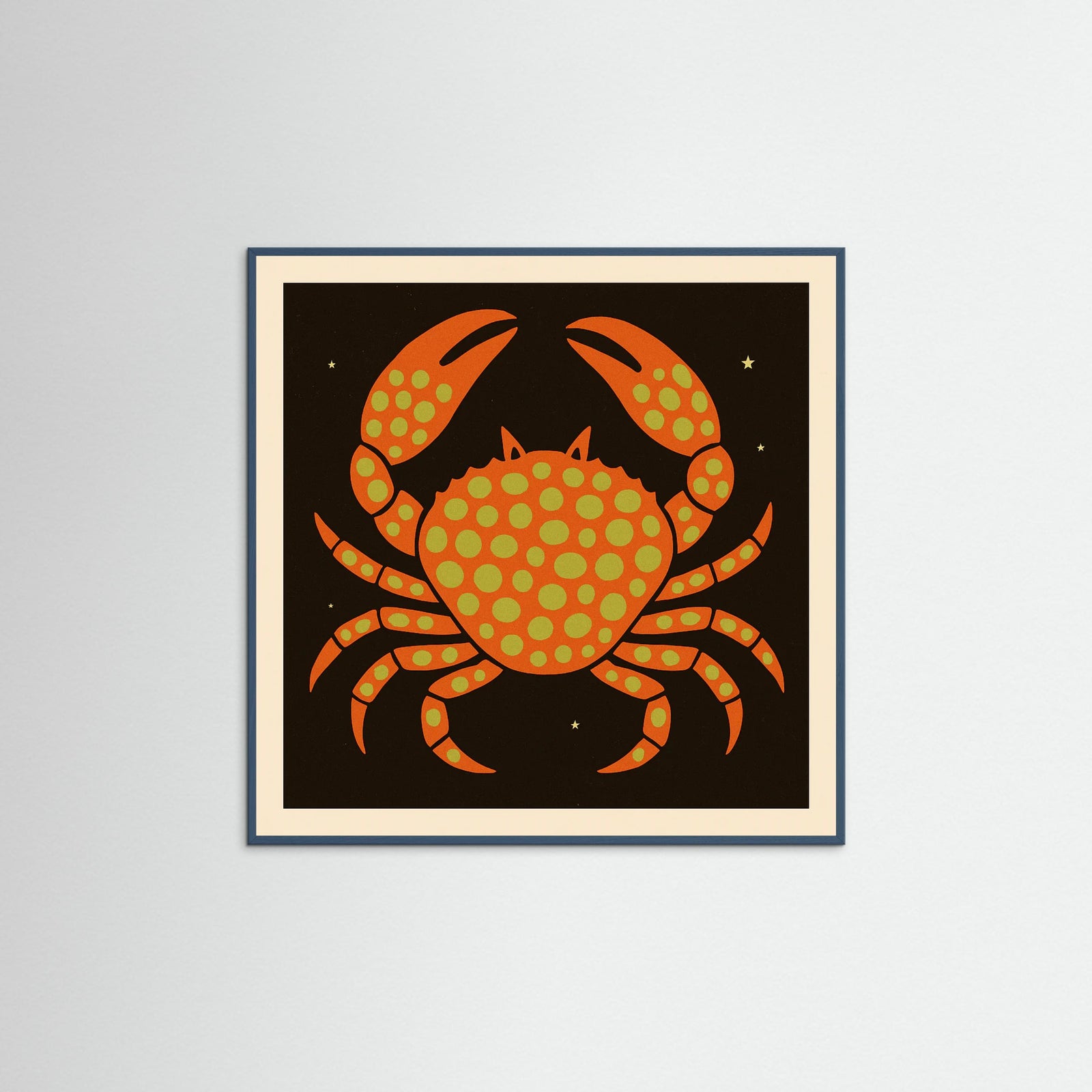Teal Wood Square Spotted Crab