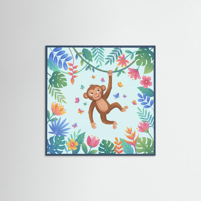 Teal Wood Square Whimsical Forest Friend