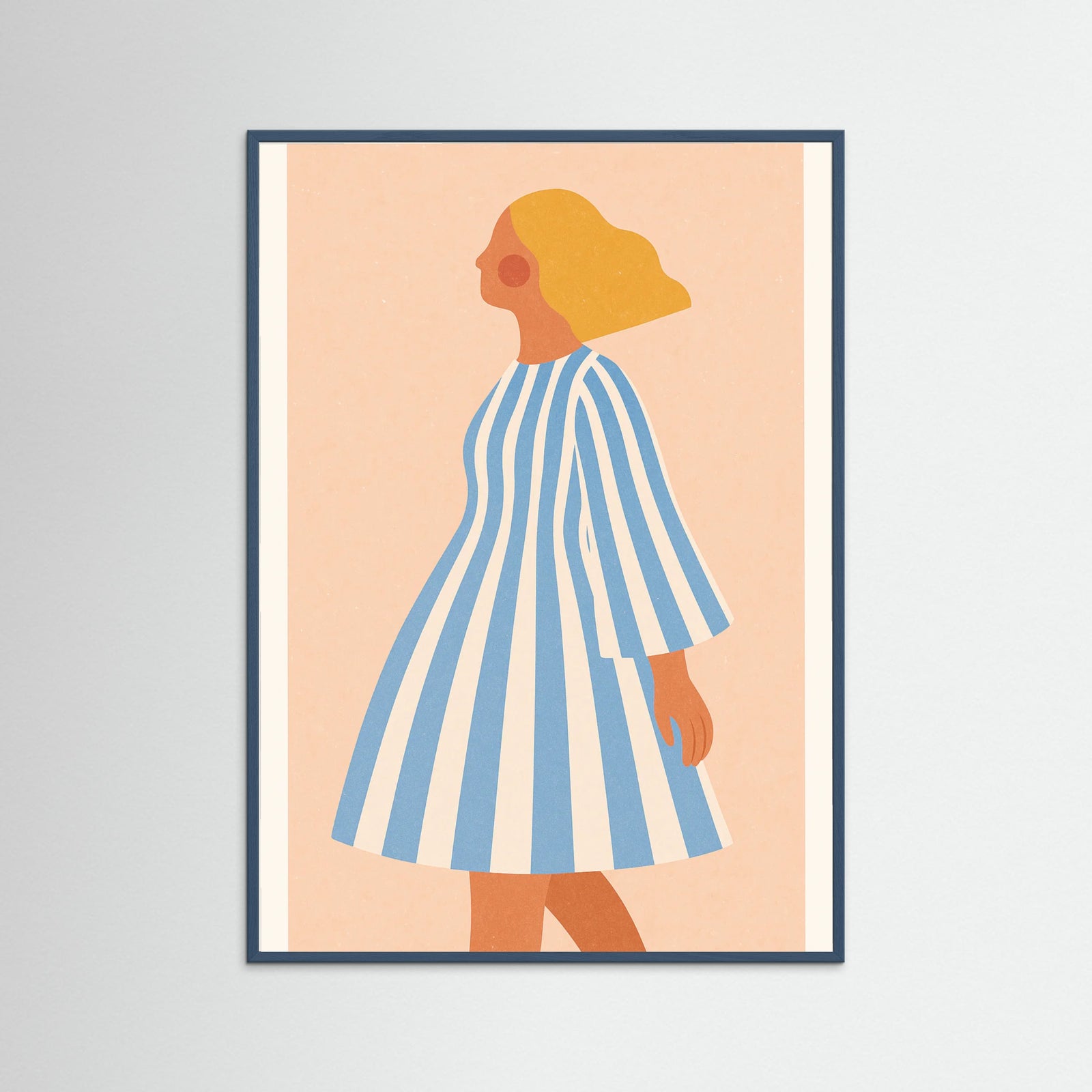 Teal Wood Striped Dress Woman