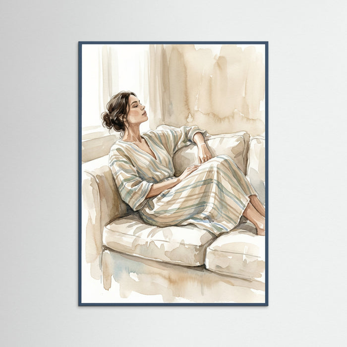 Teal Wood Striped Serenity Beige