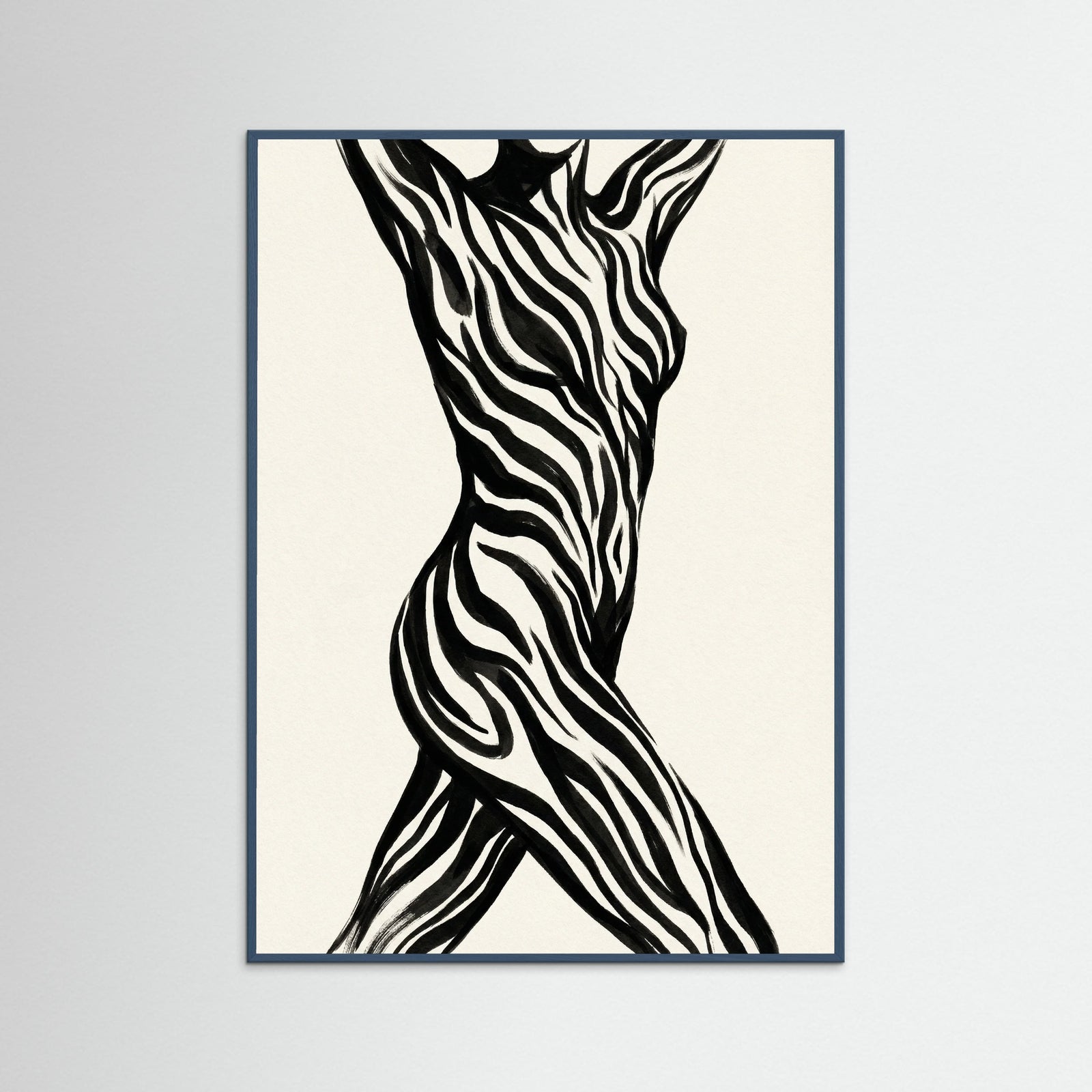 Teal Wood Striped Silhouette Black