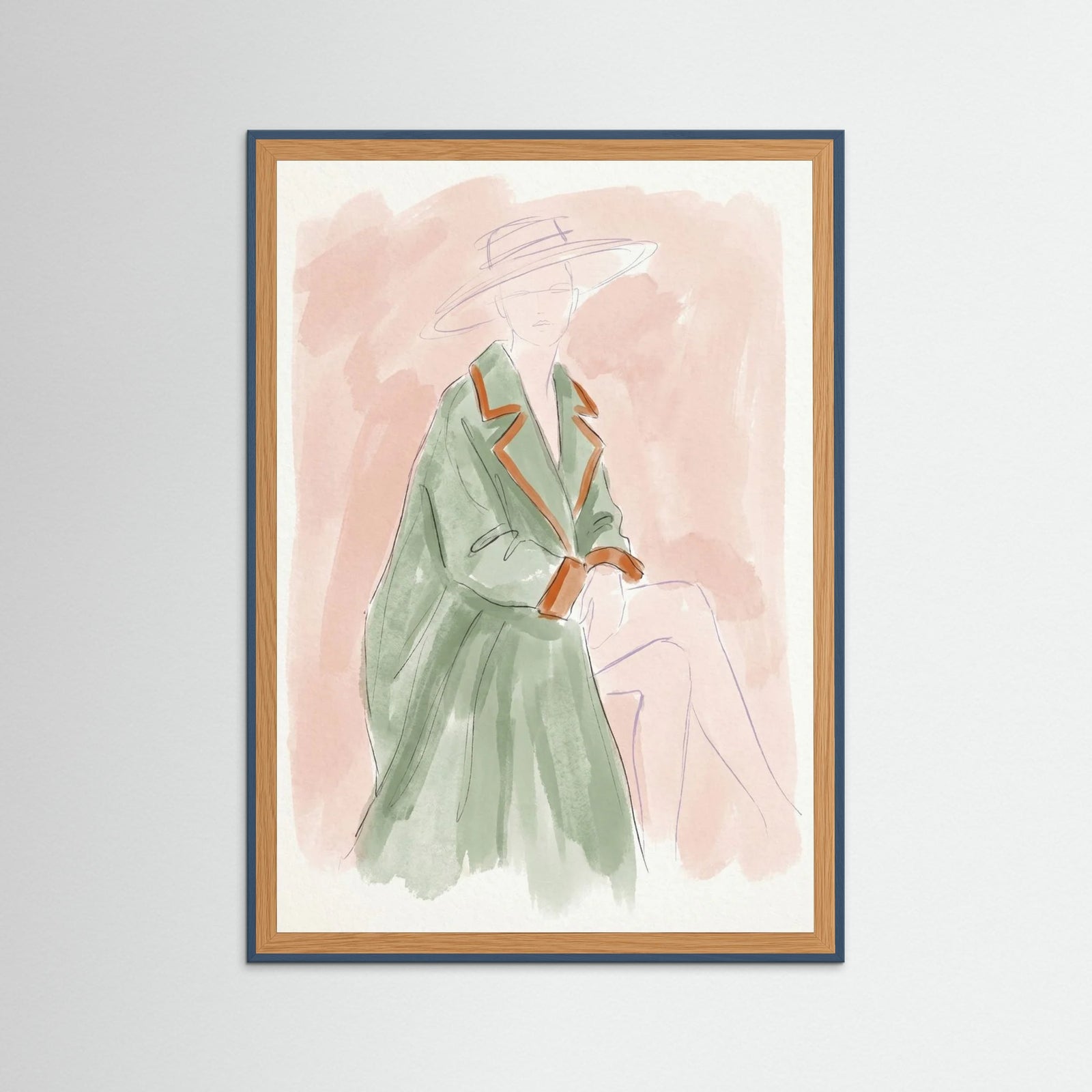 Teal Wood Stylized Garment Sketch