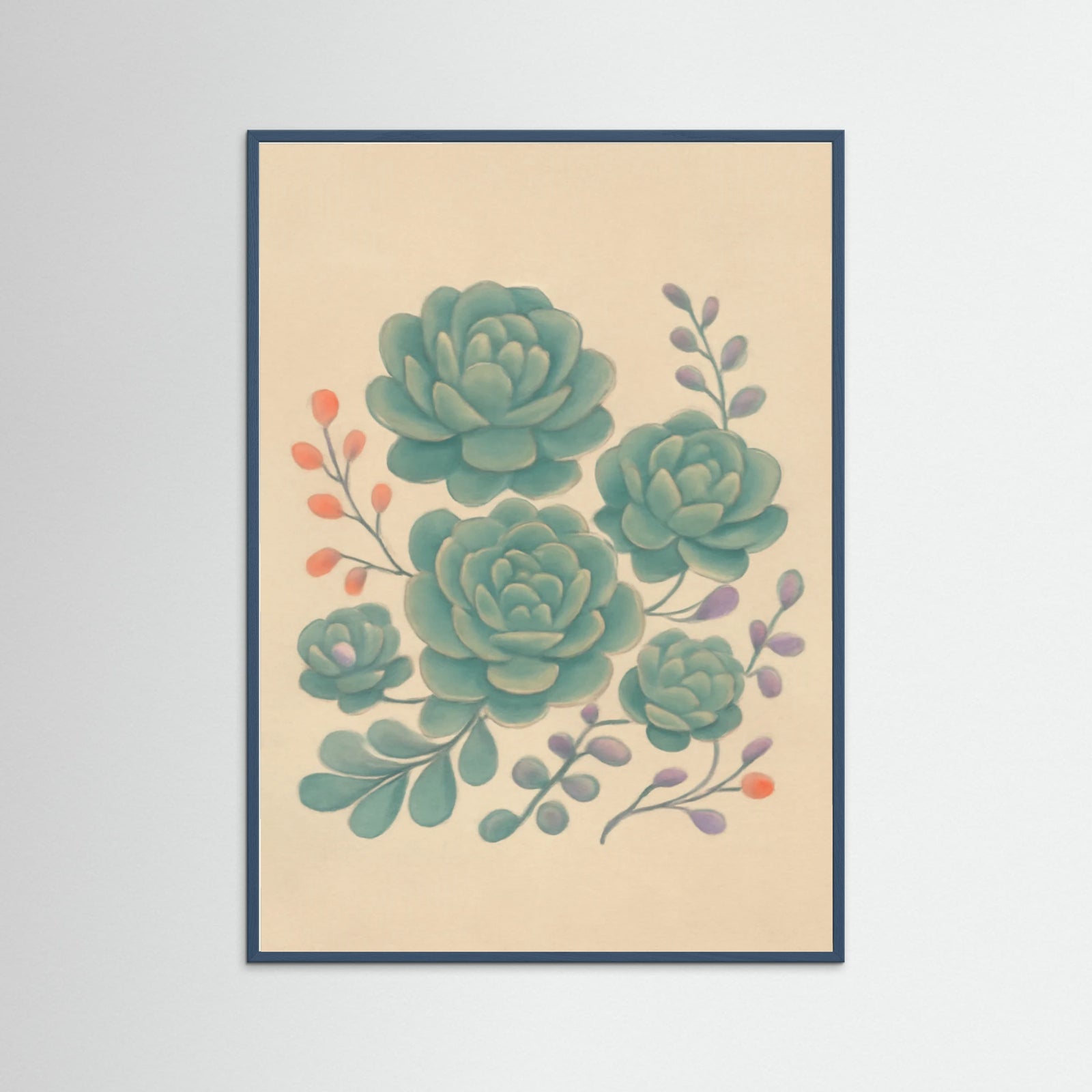 Teal Wood Succulent Dreams