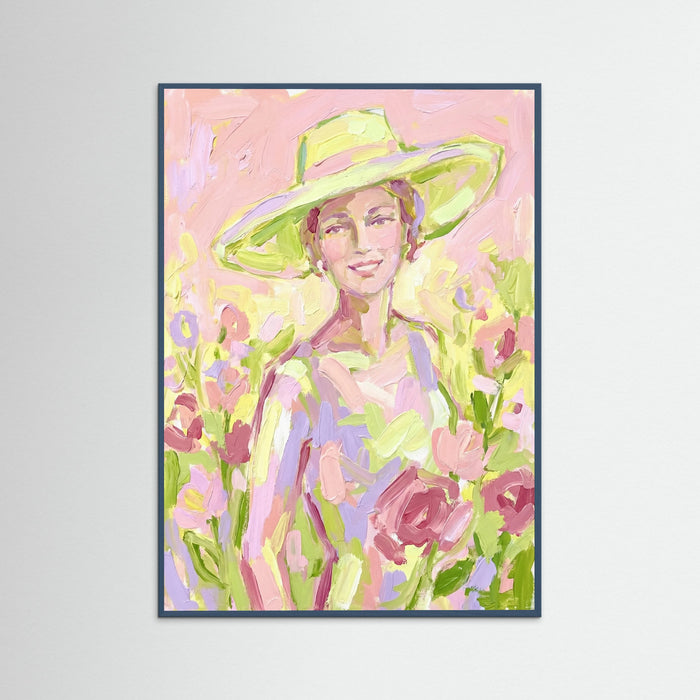 Teal Wood Summer Hat Figure