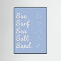 Sun Surf Sea Salt Sand Light Blue Poster – plakat og kunsttryk