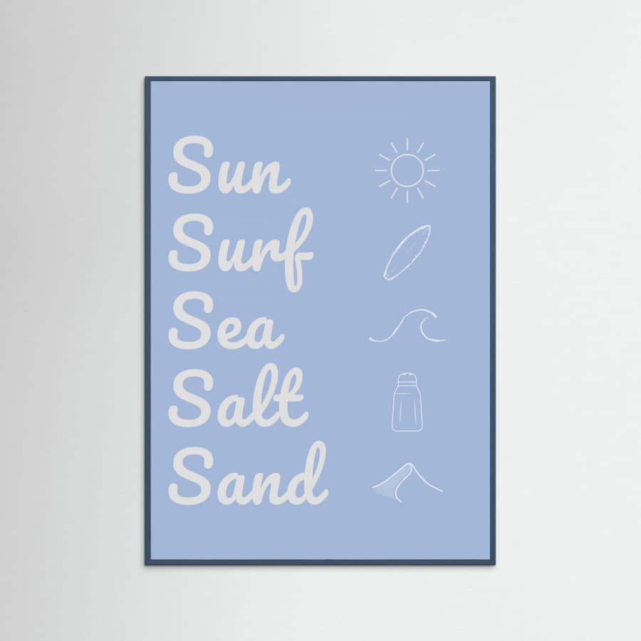 Sun Surf Sea Salt Sand Light Blue Poster – plakat og kunsttryk