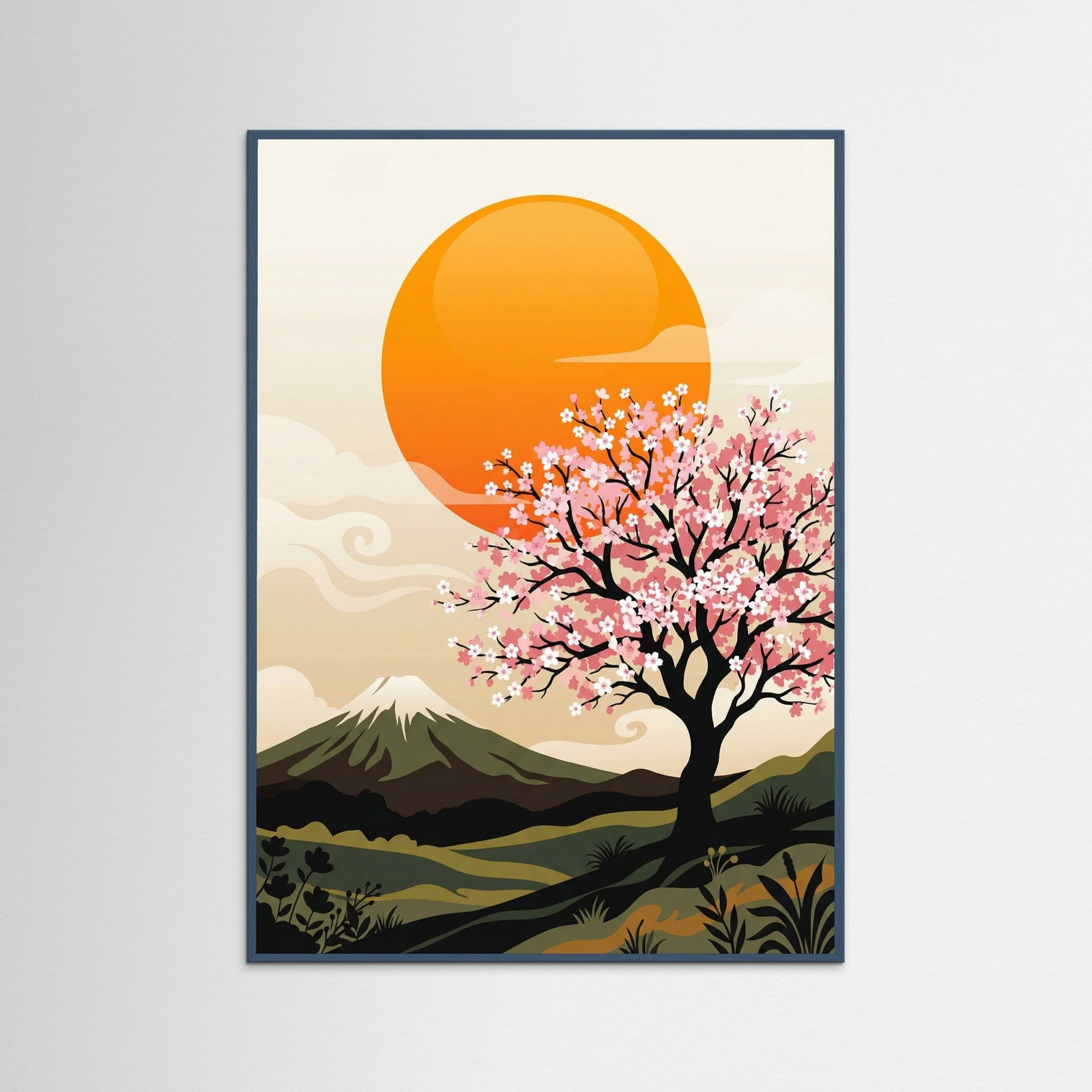 Teal Wood Sunrise Crane