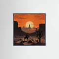 Teal Wood Sunset Cowboy Poster