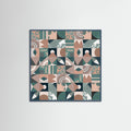 Teal Wood The Mid Century Grid Pattern Poster