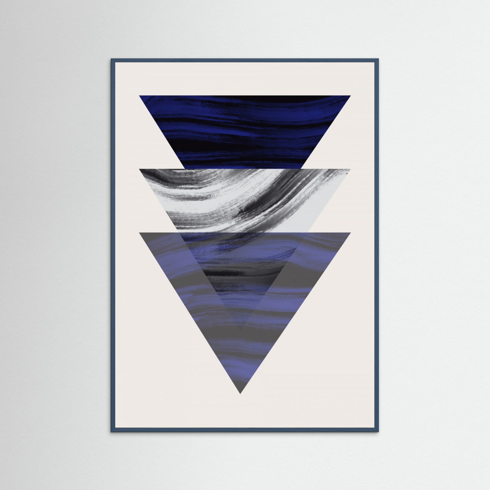 Teal Wood Three Triangular Geometric Poster