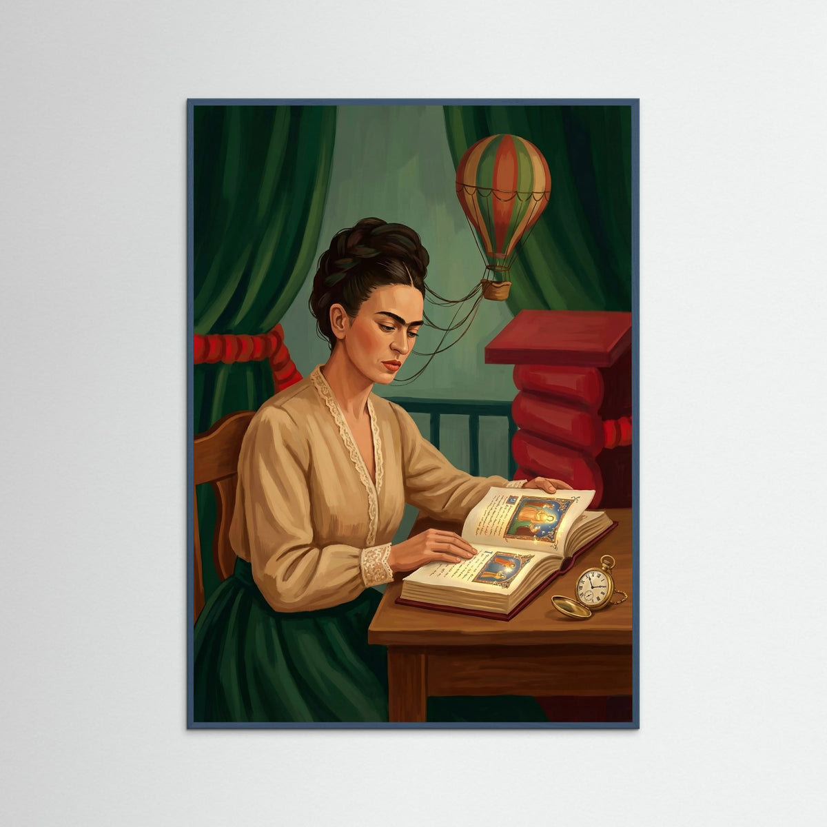 Teal Wood Time Flies Portrait