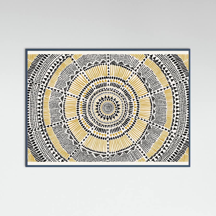 Teal Wood Tribal Sun Poster